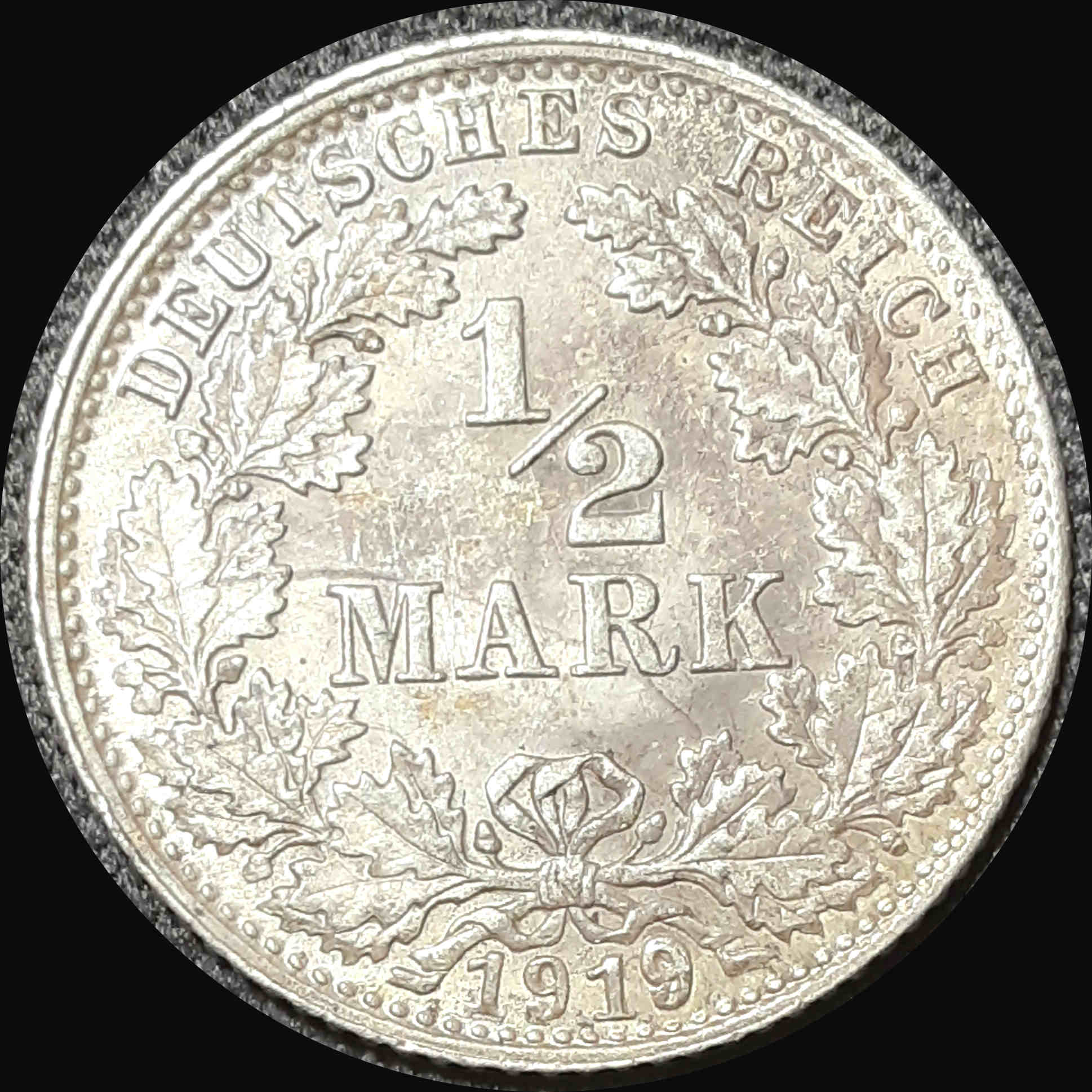Unusual-Re-Punched-Date-On-Germany-1919-D-Half-Mark